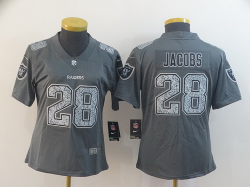 Women Nike Raiders 28 Josh Jacobs Gray Camo Vapor Untouchable Limited Jersey