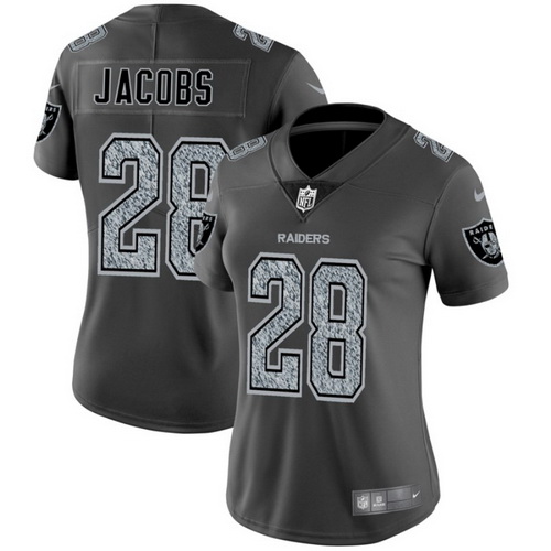 Women Nike Raiders 28 Josh Jacobs Gray Smoke Vapor Untouchable Limited Jersey