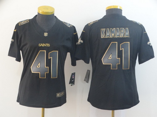 Women Nike Saints 41 Alvin Kamara Black Gold Vapor Untouchable Limited Jersey