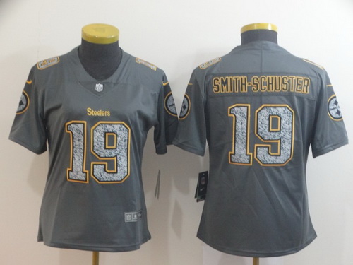 Women Nike Steelers 19 JuJu Smith Schuster Gray Camo Vapor Untouchable Limited Jersey