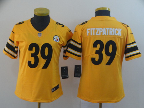 Women Nike Steelers 39 Minkah Fitzpatrick Yellow Inverted Legend Limited Jersey