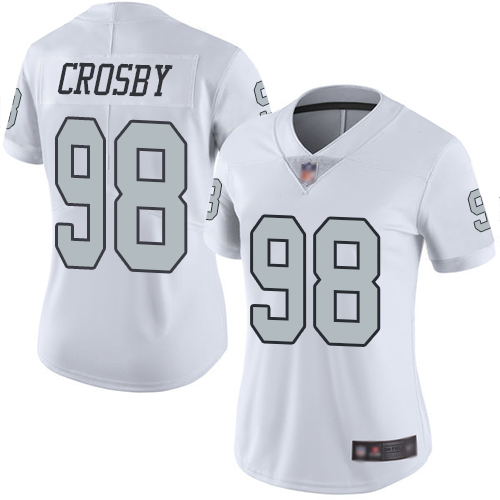 Women Raiders 98 Maxx Crosby White Stitched Football Limited Rush Jersey