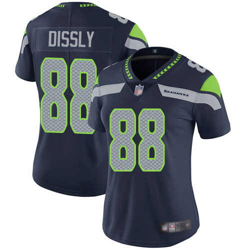 Women Seahawks 88 Will Dissly Steel Blue Team Color Stitched Football Vapor Untouchable Limited Jers