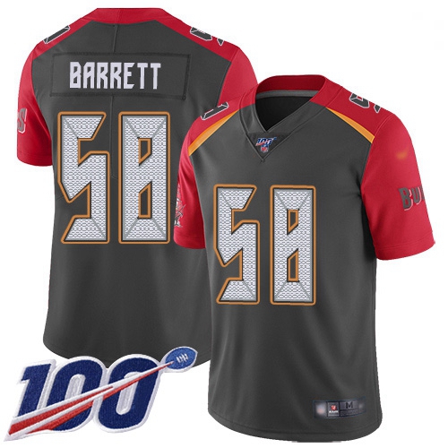 Youth Buccaneers 58 Shaquil Barrett Gray Stitched Football Limited Inverted Legend 100th Season Jers