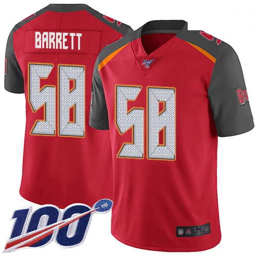 Youth Buccaneers 58 Shaquil Barrett Red Team Color Stitched Football 100th Season Vapor Limited Jers