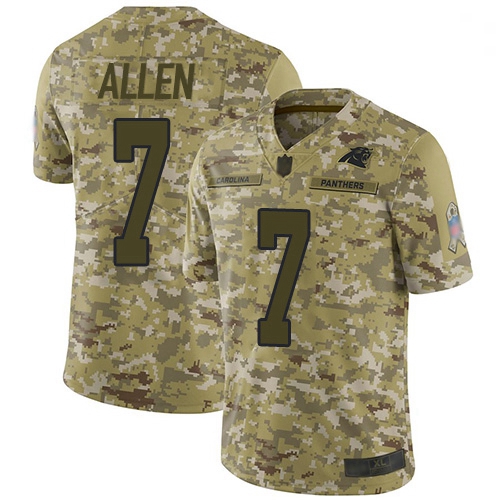 Youth Panthers 7 Kyle Allen Camo Stitched Football Limited 2018 Salute to Service Jersey