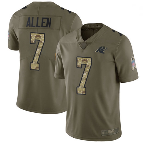 Youth Panthers 7 Kyle Allen Olive Camo Stitched Football Limited