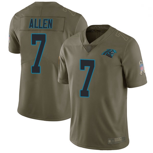 Youth Panthers 7 Kyle Allen Olive Stitched Football Limited 2017 Salute to Service Jersey