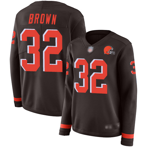 Nike Men Browns 32 Jim Brown Limited Brown Long Jersey