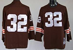 Jim Brown #32 Cleveland Browns Throwback Long Sleeve Jersey