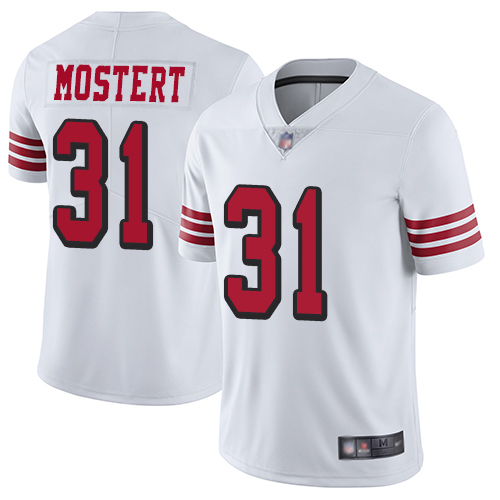 Men's Nike San Francisco 49ers 31 Raheem Mostert White Rush Limited Player NFL Jersey