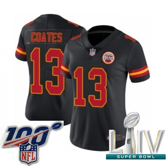 2020 Super Bowl LIV Women Kansas City Chiefs #13 Sammie Coates Limited Black Rush Vapor Untouchable 