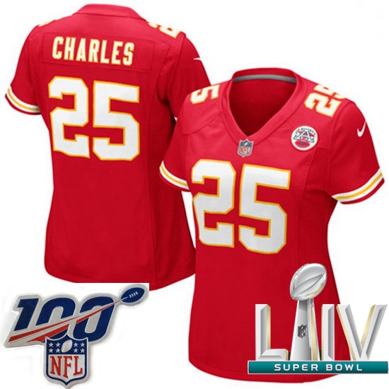 2020 Super Bowl LIV Women Kansas City Chiefs #25 Jamaal Charles Red Team Color Vapor Untouchable Lim