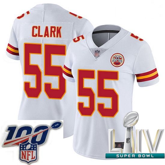 2020 Super Bowl LIV Women Kansas City Chiefs #55 Frank Clark White Vapor Untouchable Limited Player 