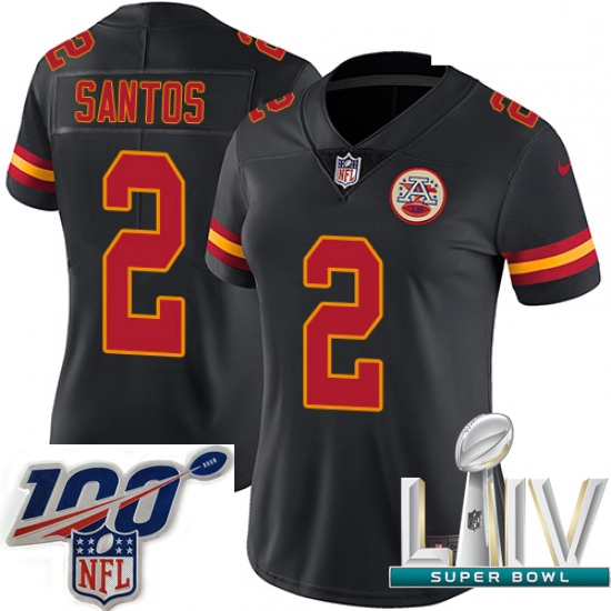 2020 Super Bowl LIV Women Nike Kansas City Chiefs #2 Cairo Santos Limited Black Rush Vapor Untouchab