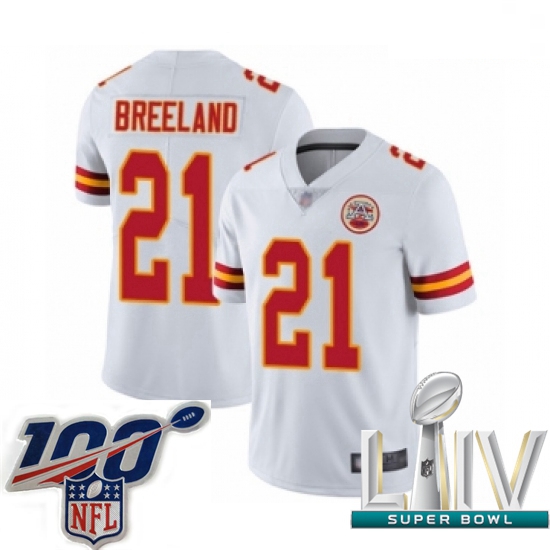 2020 Super Bowl LIV Youth Kansas City Chiefs #21 Bashaud Breeland White Vapor Untouchable Limited Pl