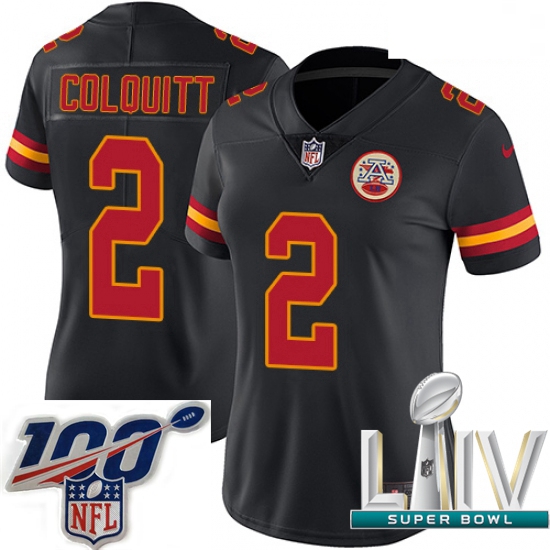 2020 Super Bowl LIV Women Nike Kansas City Chiefs #2 Dustin Colquitt Limited Black Rush Vapor Untouc