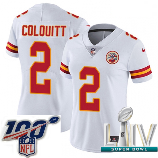 2020 Super Bowl LIV Women Nike Kansas City Chiefs #2 Dustin Colquitt White Vapor Untouchable Limited