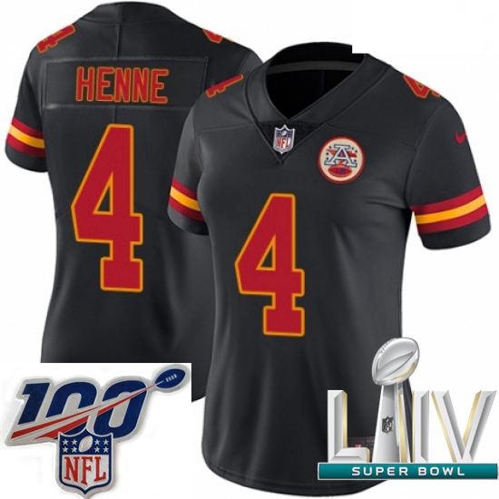 2020 Super Bowl LIV Women Nike Kansas City Chiefs #4 Chad Henne Limited Black Rush Vapor Untouchable