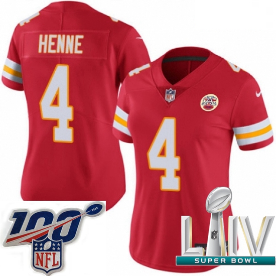 2020 Super Bowl LIV Women Nike Kansas City Chiefs #4 Chad Henne Red Team Color Vapor Untouchable Lim