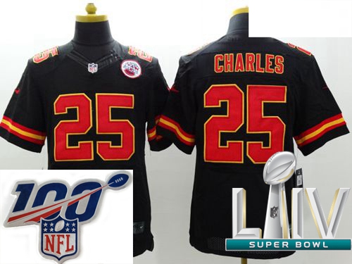 2020 Super Bowl LIV Youth Kansas City Chiefs #25 Jamaal Charles Black Team Color Vapor Untouchable L