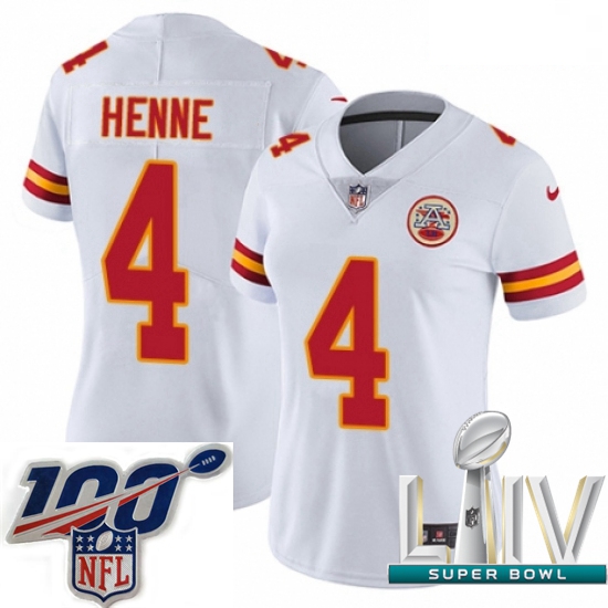 2020 Super Bowl LIV Women Nike Kansas City Chiefs #4 Chad Henne White Vapor Untouchable Limited Play