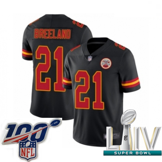 2020 Super Bowl LIV Men Kansas City Chiefs #21 Bashaud Breeland Limited Black Rush Vapor Untouchable