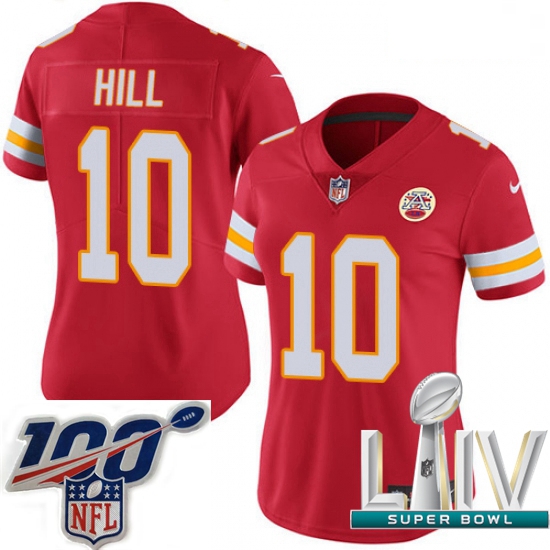 2020 Super Bowl LIV Women Nike Kansas City Chiefs #10 Tyreek Hill Red Team Color Vapor Untouchable L