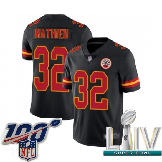 2020 Super Bowl LIV Men Kansas City Chiefs #32 Tyrann Mathieu Limited Black Rush Vapor Untouchable F