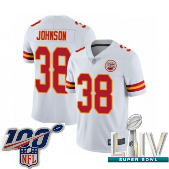 2020 Super Bowl LIV Youth Kansas City Chiefs #38 Dontae Johnson White Vapor Untouchable Limited Play