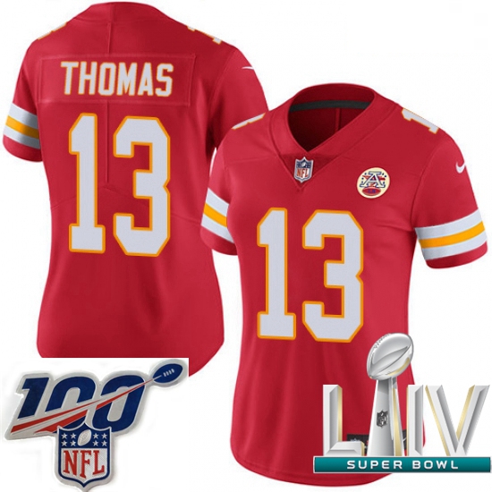 2020 Super Bowl LIV Women Nike Kansas City Chiefs #13 De'Anthony Thomas Red Team Color Vapor Untouch