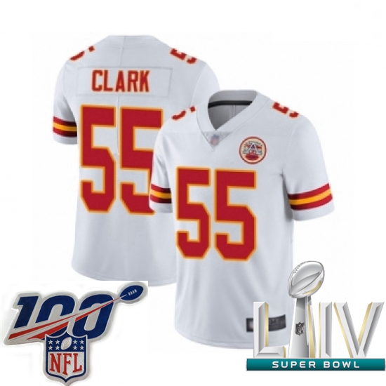 2020 Super Bowl LIV Youth Kansas City Chiefs #55 Frank Clark White Vapor Untouchable Limited Player 