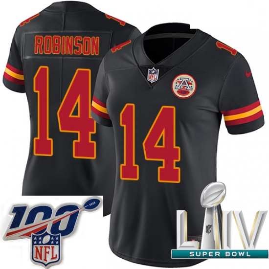 2020 Super Bowl LIV Women Nike Kansas City Chiefs #14 Demarcus Robinson Limited Black Rush Vapor Unt