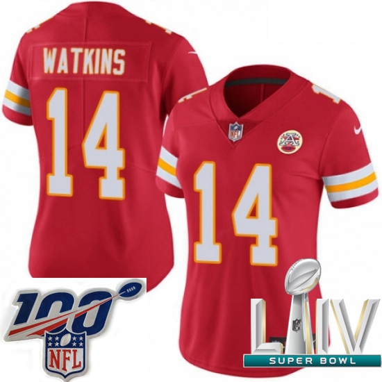 2020 Super Bowl LIV Women Nike Kansas City Chiefs #14 Sammy Watkins Red Team Color Vapor Untouchable