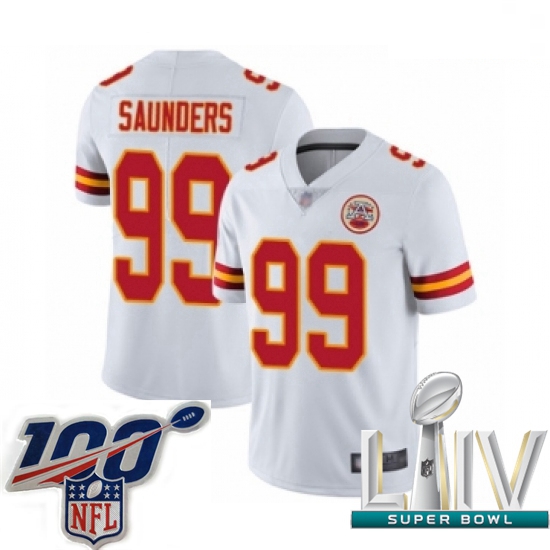 2020 Super Bowl LIV Youth Kansas City Chiefs #99 Khalen Saunders White Vapor Untouchable Limited Pla