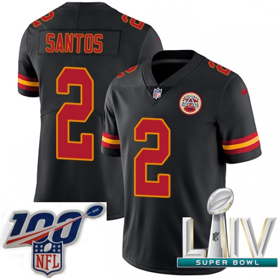 2020 Super Bowl LIV Youth Nike Kansas City Chiefs #2 Cairo Santos Limited Black Rush Vapor Untouchab