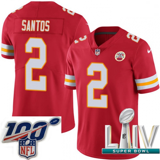 2020 Super Bowl LIV Youth Nike Kansas City Chiefs #2 Cairo Santos Red Team Color Vapor Untouchable L