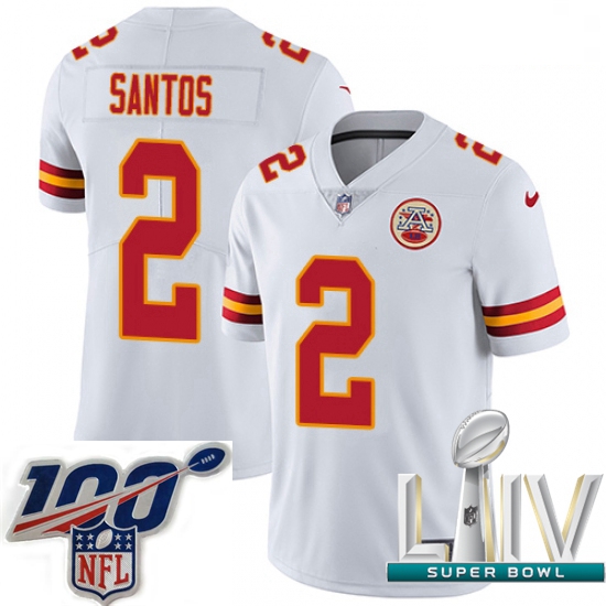 2020 Super Bowl LIV Youth Nike Kansas City Chiefs #2 Cairo Santos White Vapor Untouchable Limited Pl