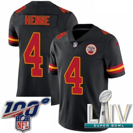 2020 Super Bowl LIV Youth Nike Kansas City Chiefs #4 Chad Henne Limited Black Rush Vapor Untouchable