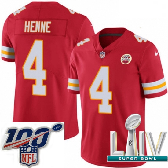 2020 Super Bowl LIV Men Nike Kansas City Chiefs #4 Chad Henne Red Team Color Vapor Untouchable Limit