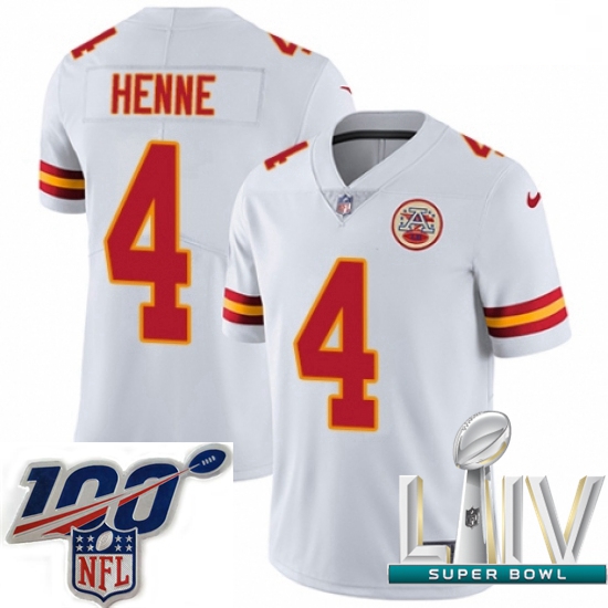 2020 Super Bowl LIV Men Nike Kansas City Chiefs #4 Chad Henne White Vapor Untouchable Limited Player