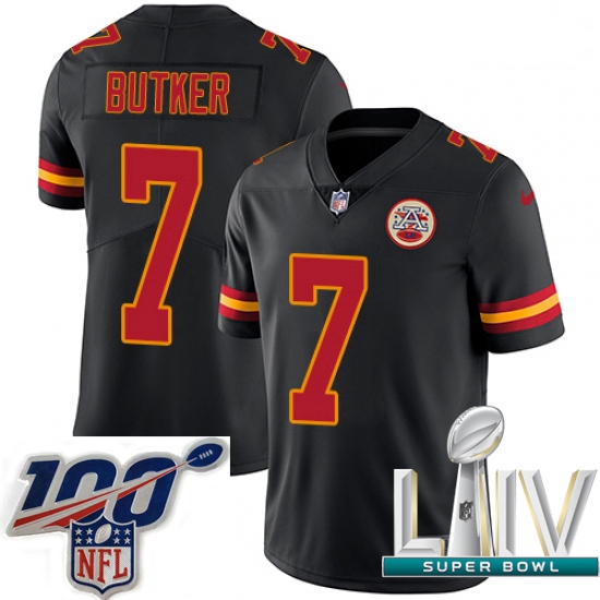 2020 Super Bowl LIV Youth Nike Kansas City Chiefs #7 Harrison Butker Limited Black Rush Vapor Untouc