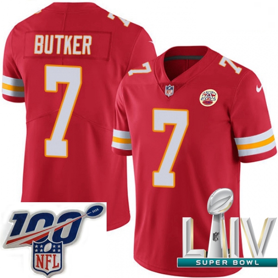 2020 Super Bowl LIV Men Nike Kansas City Chiefs #7 Harrison Butker Red Team Color Vapor Untouchable 