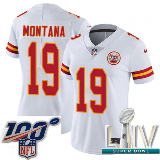 2020 Super Bowl LIV Women Nike Kansas City Chiefs #19 Joe Montana White Vapor Untouchable Limited Pl