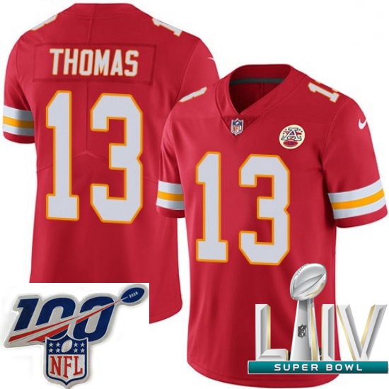 2020 Super Bowl LIV Men Nike Kansas City Chiefs #13 De'Anthony Thomas Red Team Color Vapor Untouchab