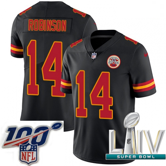 2020 Super Bowl LIV Men Nike Kansas City Chiefs #14 Demarcus Robinson Limited Black Rush Vapor Untou