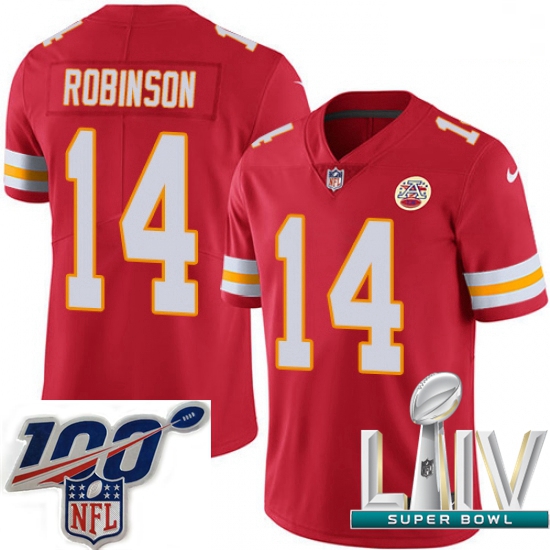 2020 Super Bowl LIV Men Nike Kansas City Chiefs #14 Demarcus Robinson Red Team Color Vapor Untouchab