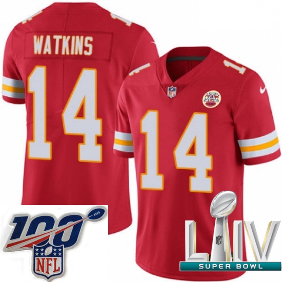 2020 Super Bowl LIV Men Nike Kansas City Chiefs #14 Sammy Watkins Red Team Color Vapor Untouchable L