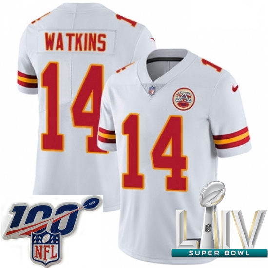 2020 Super Bowl LIV Men Nike Kansas City Chiefs #14 Sammy Watkins White Vapor Untouchable Limited Pl