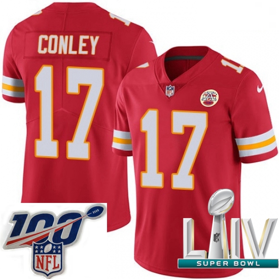 2020 Super Bowl LIV Men Nike Kansas City Chiefs #17 Chris Conley Red Team Color Vapor Untouchable Li